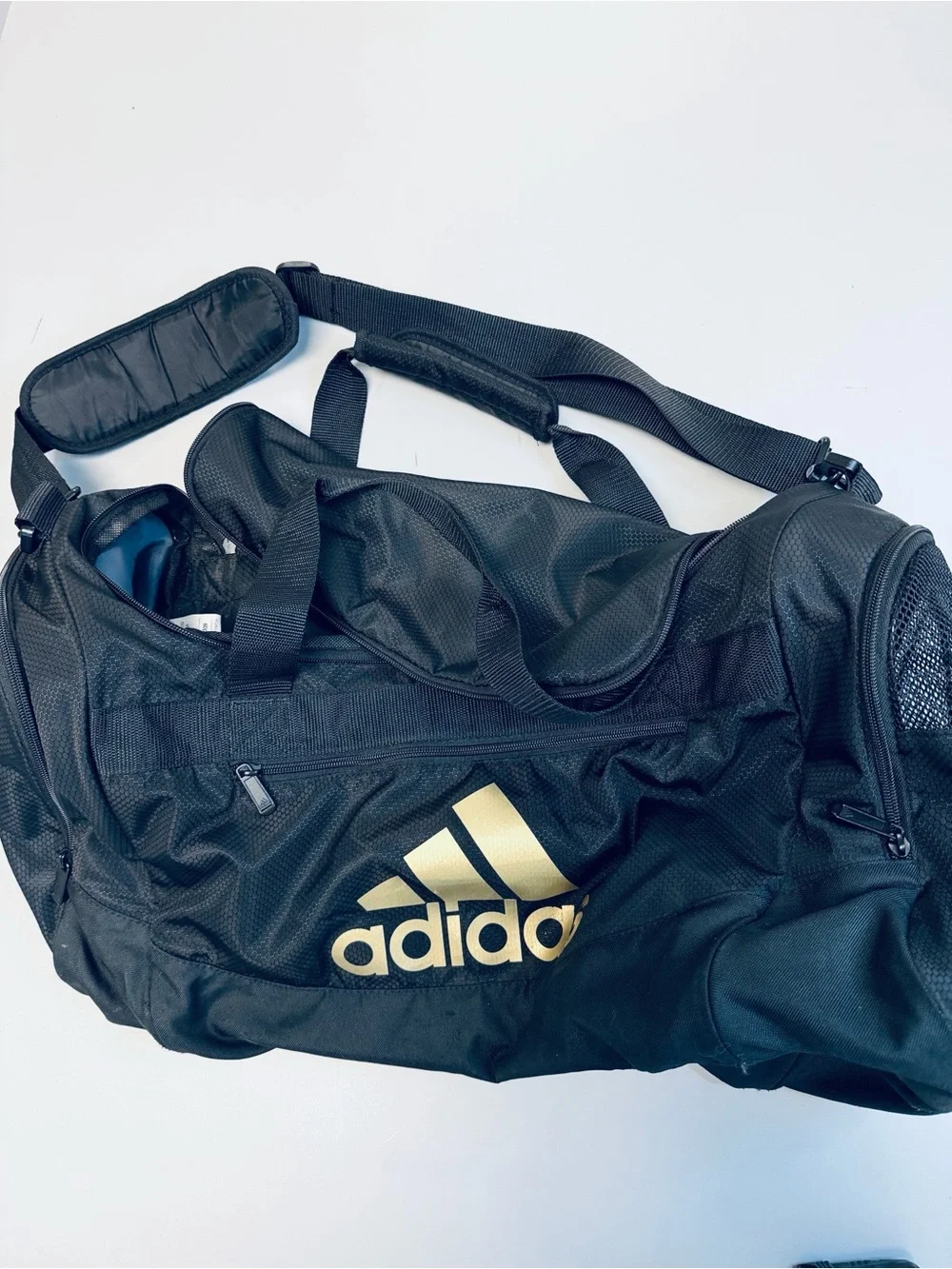 adidas Black Duffel Bag with Gold Logo